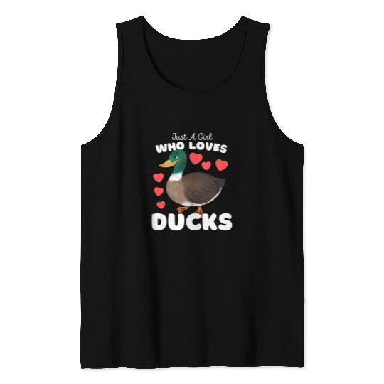Duck Pet Just A Girl Who Loves Ducks 2Cute Girls Kids Mallard Duck Tank Tops
