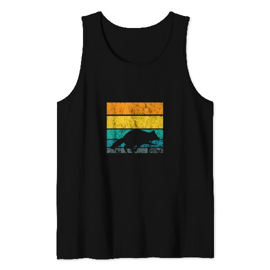 Raccoon Pet Mammal Animal Trashy Raccoon Retro Sunset Tank Tops
