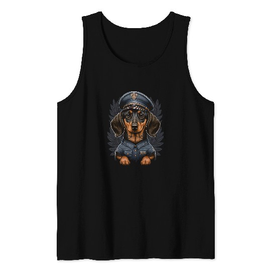 Police Officer Dachshund Cop dog on Police Dachshund Tank Tops