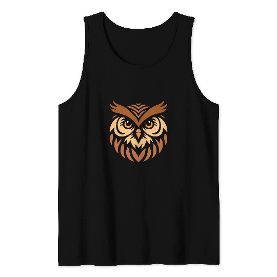 Owl Pet Face Minimalism Animals Tank Tops