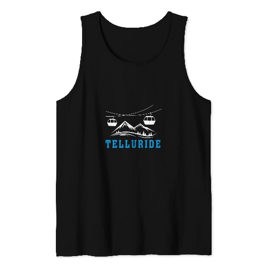 Telluride Colorado Mountains Skis Skiing Snowboard Vacation Tank Tops