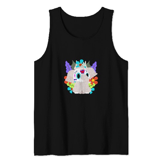 Elephant Pet Sugar Skull Elephant Mexicana Halloween Party Sugar Tank Tops