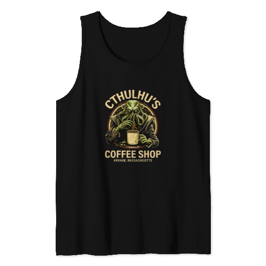 Coffee Fun Cute Cthulhu Coffee Shop Tank Tops