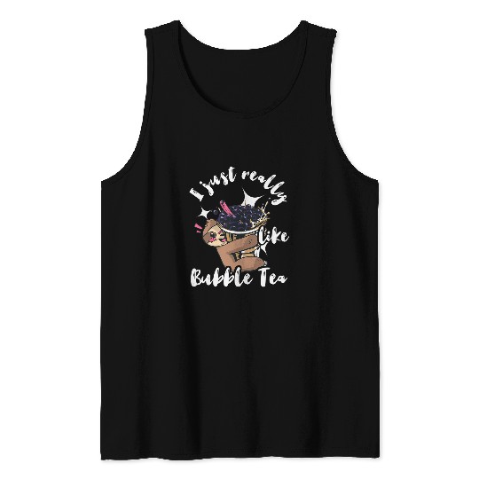 Sloth Pet Bubble Tea Sweet Sloth Tapioca Pearl Boba Tea Drink Lover Tank Tops