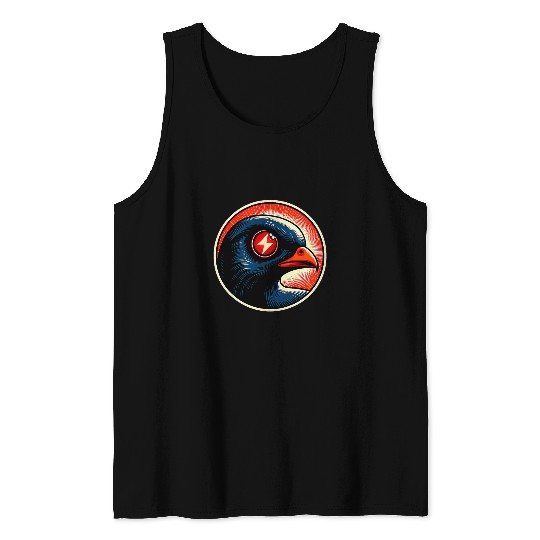 Red Eyed Crow Spy Agent Watch Drone Birds Spying Conspiracy Tank Tops