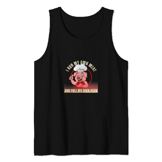 Bbq Meat Rub Pulled Pork Butt Pig Funny Dad Joke Grilling Tank Tops