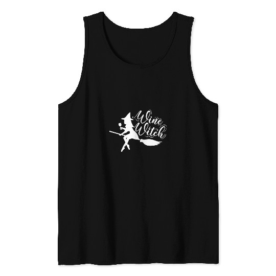 Wines Fun Halloween Wines Witch 1 Tank Tops