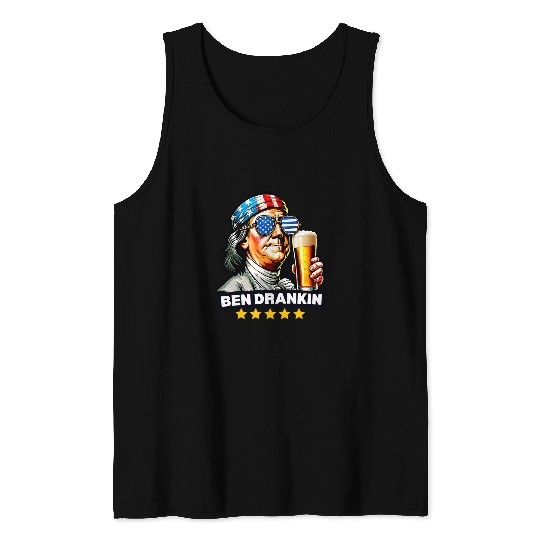 Beer Fun Ben Drankin Funny Benjamin Franklin Beer USA Men Woman Tank Tops