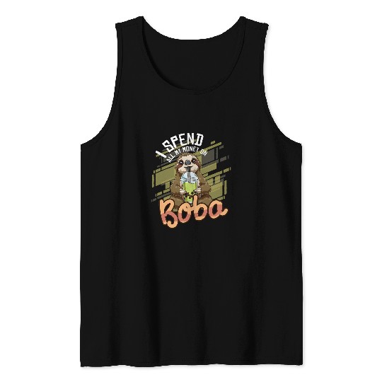 Sloth Pet Bubble Tea Sloth Funny Boba Tea Tank Tops