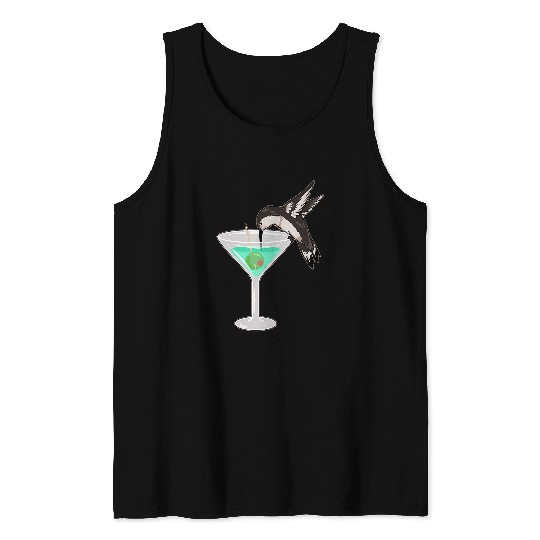 Wines Fun Black Hummingbird Martini Lover Bird Watcher Sprit Animal Tank Tops