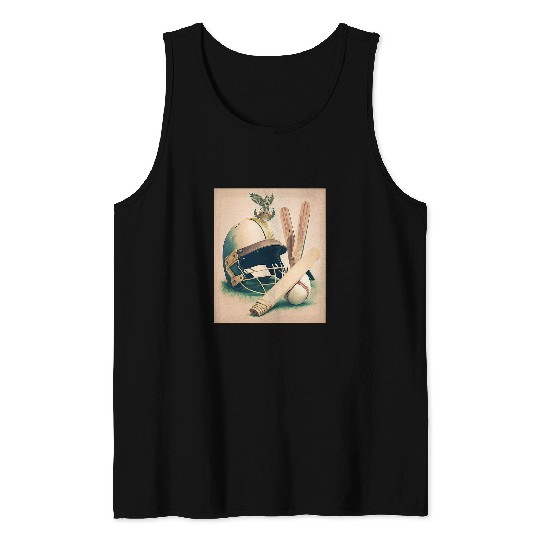 Cricket Fan Team Captain vintages Cricket Bat And Helmet Tank Tops