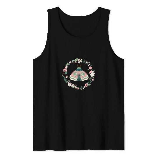 Celestial Moth With Flowers Tank Tops