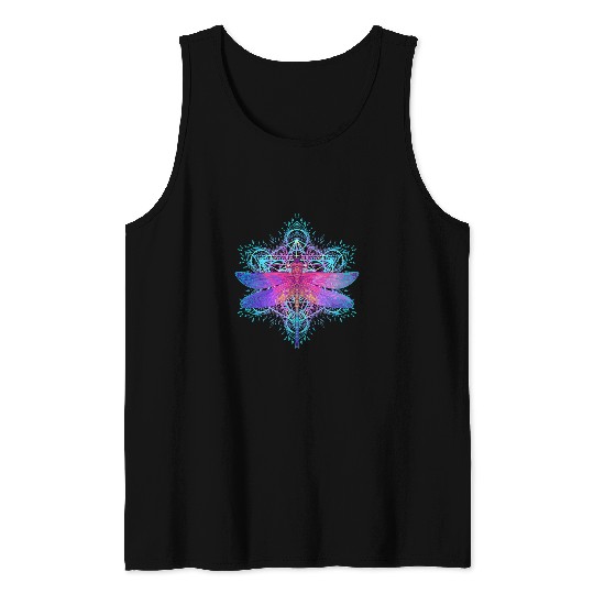 Celestial Mandala Moon Dragonfly Mystical Dragonfly Lover Tank Tops