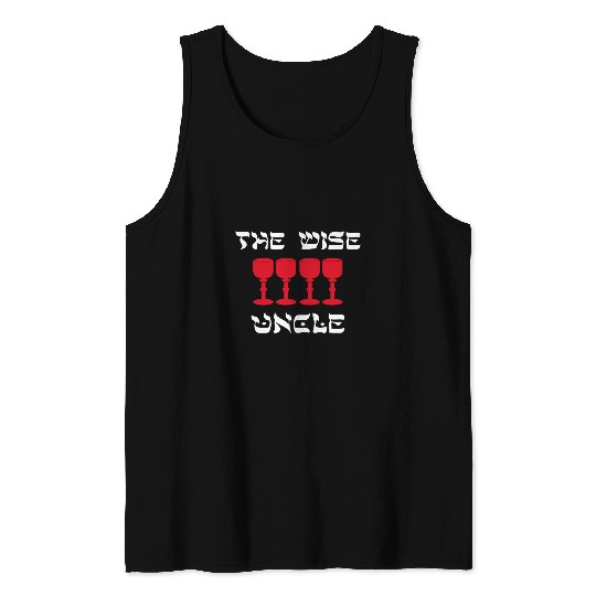 Wines Fun Happy Passover The Wise Uncle Four Cups Wines Matzah Jewish Tank Tops