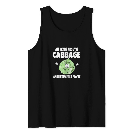 Lacrosse Gift All I Care About Is Cabbage Vegetable Tank Tops