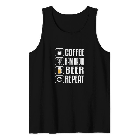 Beer Fun Ham Radio Beer Coffee Lover Funny Christmas Tank Tops