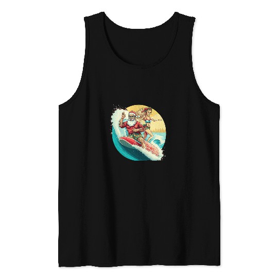 Surf Life Hawaiian Summer Vacation Santa Christmas In July Tank Tops