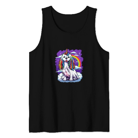Cavalier King Charles Spaniel Unicorns Dog Rainbow Cav Cavie Tank Tops