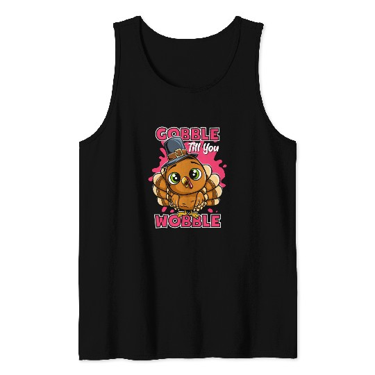 Gobble Till You Wobble Thanksgiving Pilgrim Kids Top Tank Tops