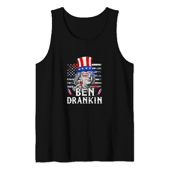 Beer Fun ben drankin 4th of july s drinking beer benjamin franklin Tank Tops