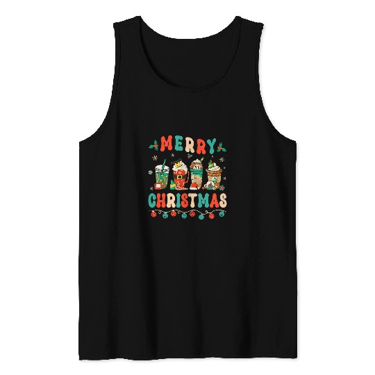 Coffee Fun merry christmas coffee hot cocoa latte winter groovy coffee Tank Tops