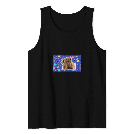 90s Sticker Pattern Dog Bull Mastiff Tank Tops