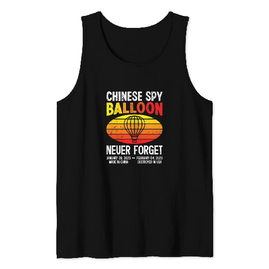 Never Forget Chinese Spy Balloon Retro vintages Memorial Tank Tops