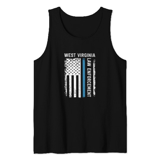West Virginia Law Enforcement Blue Line Flag State Police Tank Tops