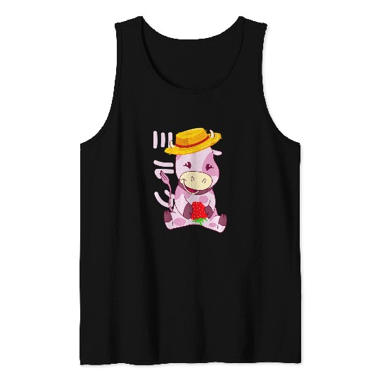 Cow Lover strawberry heifer kawaii cow strawberry milk cute abstract Tank Tops