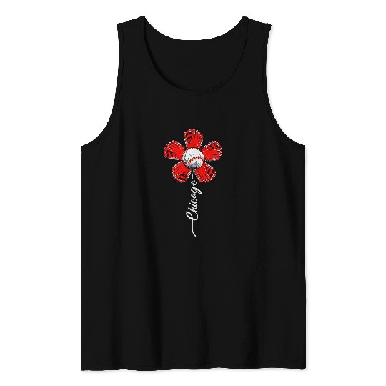 Chicago Colorful Baseball Flower Souvenir Tee I Love Chicago Tank Tops