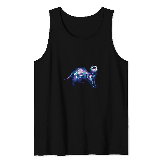 Cute Ferret uniques Hand Drawn Art Gift Lover Ferret Graphic Tank Tops