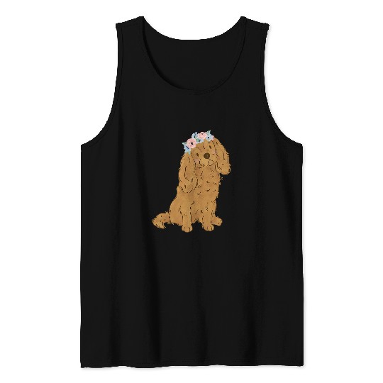 Floral Ruby Cavalier King Charles Spaniel Cavie Mom Tank Tops