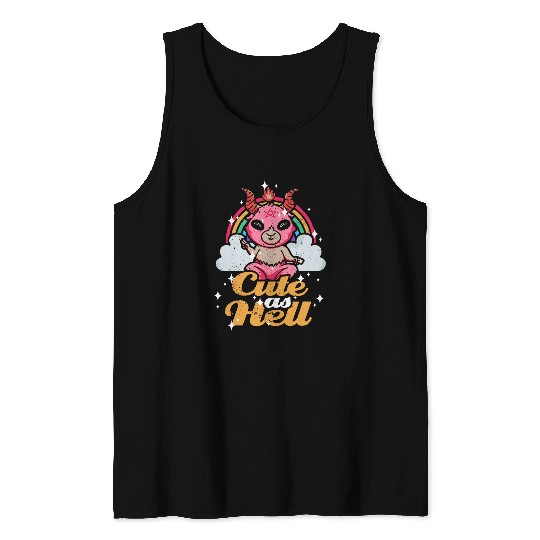 Cute As Hell Soft Goth Aesthetic Goth Gothic Baphomet Tank Tops