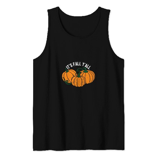 Lacrosse Gift Autumn Thanksgiving Day Halloween Pumpkin Its Fall Yall Tank Tops