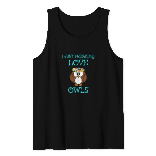 Owl Pet Funny Cute I love Owls Tee Bird watcher Owl Lover Tank Tops