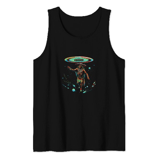 Alien UFO Native American Indian Encounter Graphic Art 2 Tank Tops