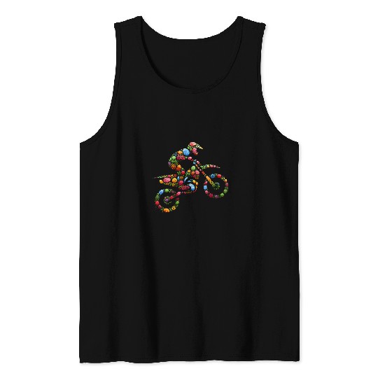 Color Dirt Bike Easter Egg Kids Mens Boys Easter Motocross Tank Tops
