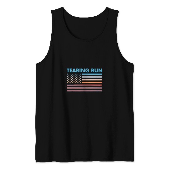 vintages Sunset American Flag Tearing Run Pennsylvania Tank Tops