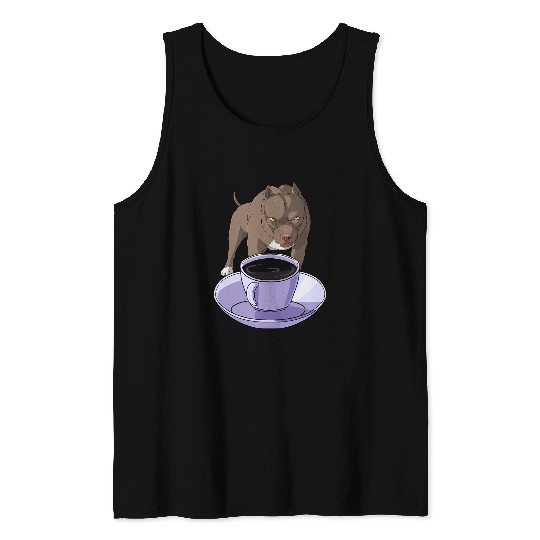 American Pit Bull Terrier Coffee and Pitbull Dog Funny Tank Tops