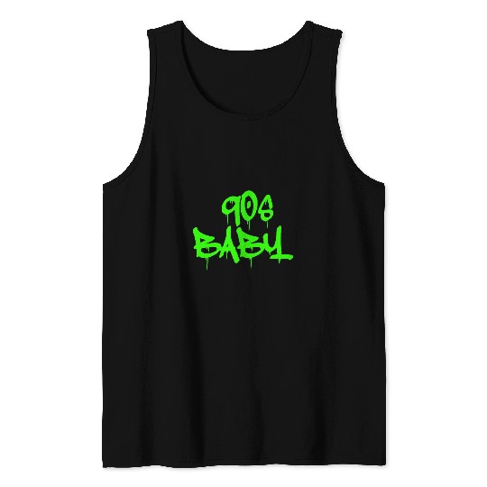 CUTE 90S BABY LIME GREEN GRAFFITI CREATIVE COLLECTION Tank Tops