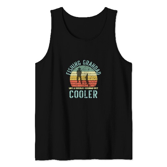 Mens Fishing Grandad Like A Regular Grandad But Much More Cool Tank Tops