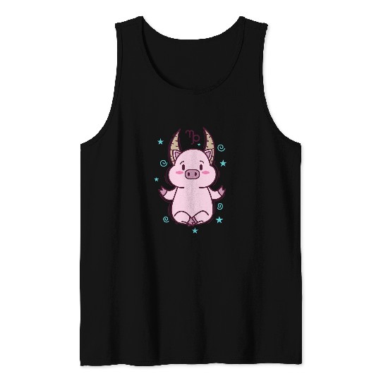 Capricorn Zodiac Sign as a little Pig Tank Tops