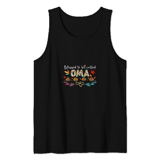 Lacrosse Gift Blessed To Be Called Oma Nana Turkey Thanksgiving Tank Tops