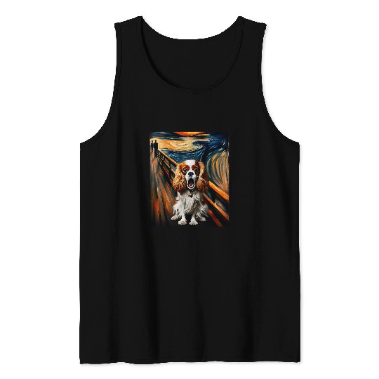Expressionist Artsy Dog Cavalier King Charles Spaniel Tank Tops