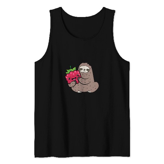 Sloth Pet With Raspberry Fruit Cute Raspberries And Sloth Tank Tops