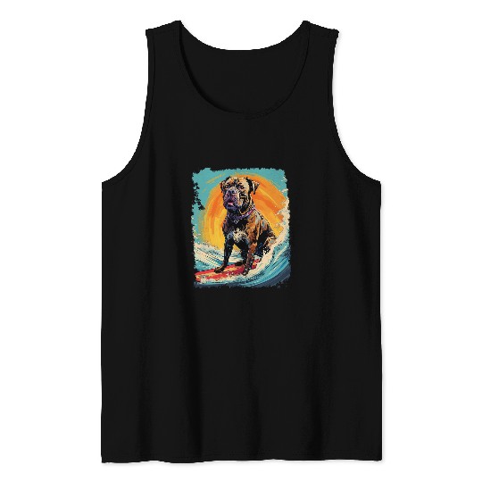 Pop Art Dog Surf Cane Corso Paddle Board Tank Tops