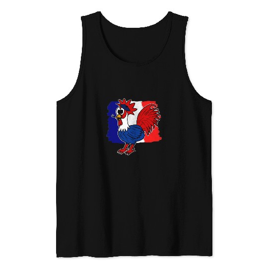 Chicken Lover Bastille Day Happy 14th July Gallic Rooster French Funny Tank Tops