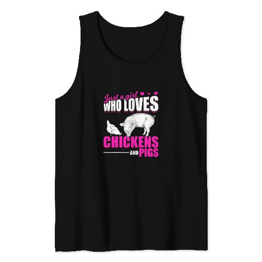 Chicken Lover Farm Animal Lover Girls Farmer Women Farming Pig Chicken Tank Tops