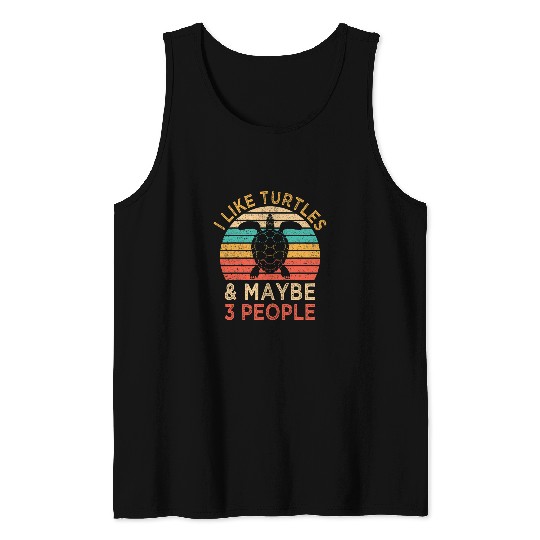 Turtle Pet I Like Turtles Maybe 3 People Sea Turtle Lover Retro Style Tank Tops