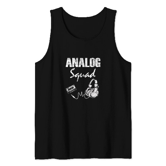 Analog Squad Cassette tape headphones 80s Retro Music lover Tank Tops